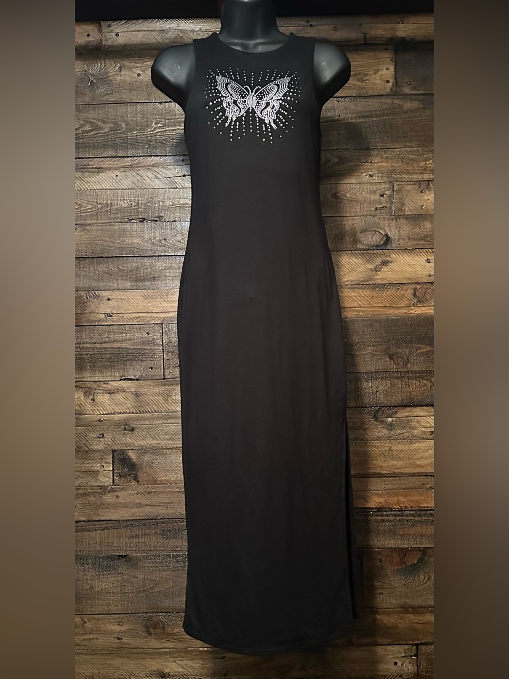 Vintage Y2K Justify Rhinestone Butterfly Maxi Tank Dress Size M (Fits XS/S)